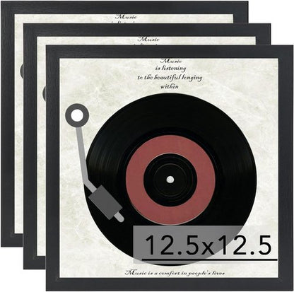 JCJMY Vinyl Record Frame - Sturdy Black Display for 12.5x12.5 Album Covers | 3-Pack Set