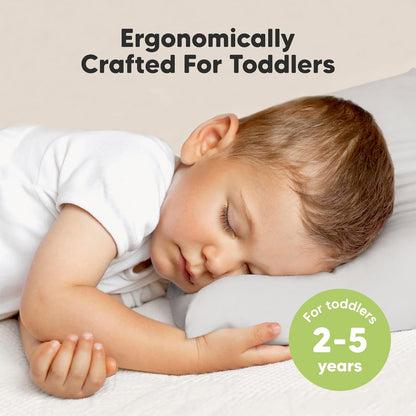 My Little Dreamy Toddler Pillow - Organic Cotton Travel Bed Pillow with Soft Pillowcase | 13x18, Machine Washable, French Gray, Ideal for Ages 2-5