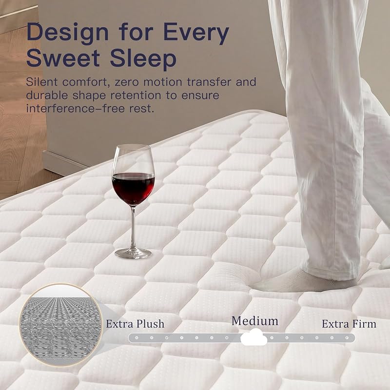 Profus 8 Inch Twin Hybrid Memory Foam & Bonnell Spring Mattress - White Variation