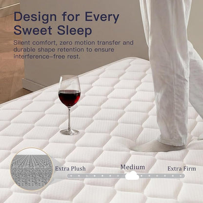 Profus 8 Inch Twin Hybrid Memory Foam & Bonnell Spring Mattress - White Variation