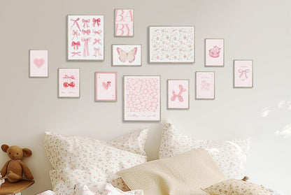 TwoDays Pink Coquette Wall Art Posters - Trendy Aesthetic Decor for Girls' Dorm | Set of 12 Unframed Prints (8" X 10" Largest)