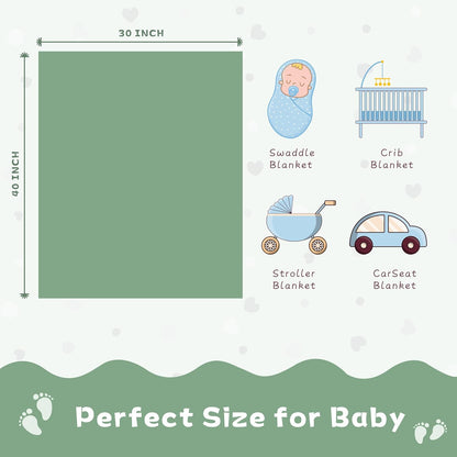 Yurhap Fleece Baby Blanket - Ultra Soft Heart Checkered Design | Cozy 30"x40" Sage Green for Infants