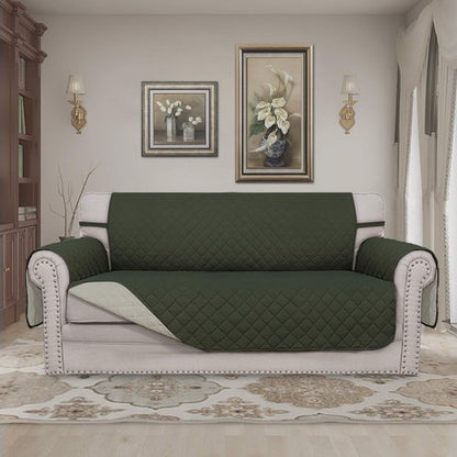 Easy-Going Sofa Slipcover Reversible Loveseat Sofa Cover Couch Cover for 2 Cushion Couch Furniture Protector with Elastic Straps for Pets Kids Dog Cat (Oversized Loveseat, Army Green/Beige)