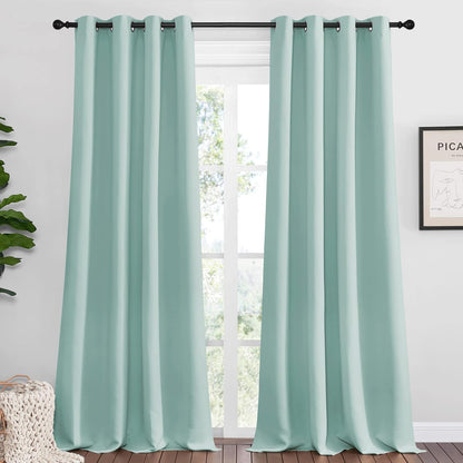 NICETOWN Aqua Blue Blackout Curtains - Sound Reducing & Energy Efficient | 55" x 108", 2 Panels for Modern Rooms