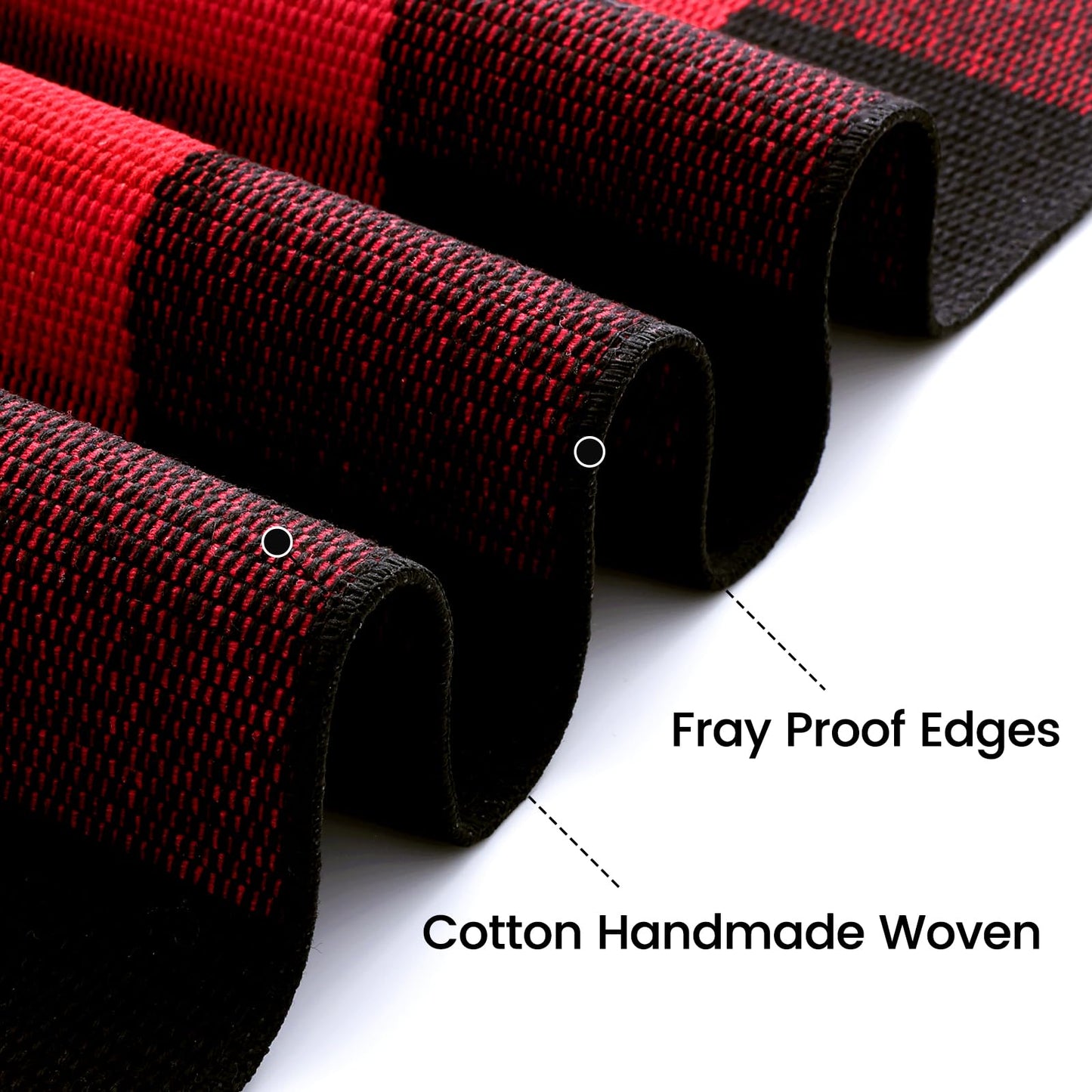 OLANLY Buffalo Plaid Rug 2'4" x 3'7" (27.5" x 43") – Red and Black Cotton Checkered Doormat, Washable Indoor Outdoor Rug for Layered Front Porch, Kitchen, Entryway Decor