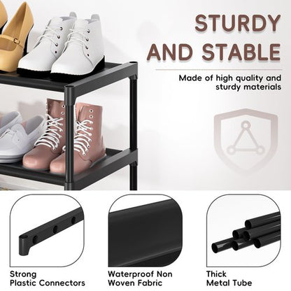 LUKYTOWER Extra Long Shoe Rack 2 Tier Shoe Storage Organizer Wide Stackable Shoe Organizer Racks for Closet Entryway,Shoe Shelf Stand Sturdy Durable Shoes Rack Holder Save Space