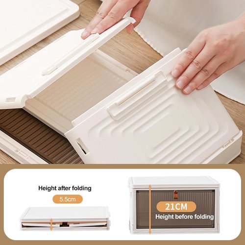 Ergocar Foldable Storage Boxes - Transparent Plastic Organizers with Lid | Stackable Large Capacity for Home & Office
