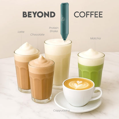 Zulay Kitchen Powerful Milk Frother Wand - Handheld Stainless Steel - Battery Operated Drink Mixer for Coffee, Lattes, Cappuccino, Matcha - Froth Mate Frother Gift - Dark Green