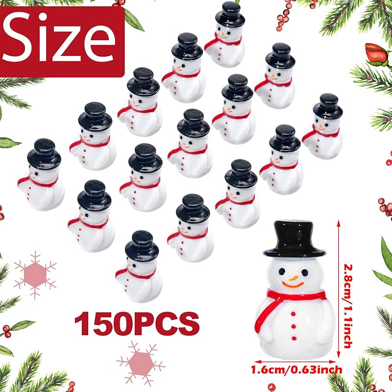 Liliful 150 Pcs Mini Snowman Christmas Figurines – Classic Style, Variation of THIS listing: 150+Classic
