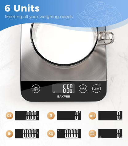 Skiennix Food Scale - 33lb Rechargeable Kitchen Scale with High Accuracy, USB Charging, Black