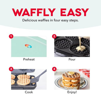 Dash Multi Mini Waffle Maker - Makes Four Delicious Waffles at Once - Dual Nonstick Plates & Easy Release - Compact Graphite Design