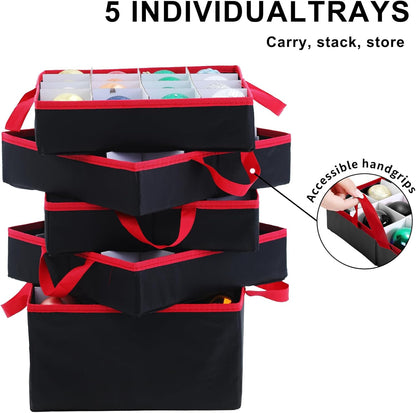 Skiennix Large 2-in-1 Christmas Ornament Storage Box - High Capacity for Easy Organization | Black