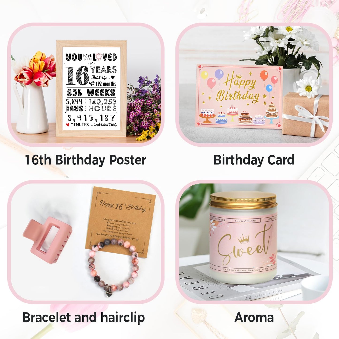 Sweet 16 Gifts for Girls - 16 Year Old Girl Gifts - 16th Birthday Decorations Sweet Sixteen Gifts for Girls - 11 Pieces Unique Trendy Cool Gifts for 16 Teen, Daughter, Niece, Granddaughter