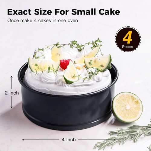 HONGBAKE Mini Cheesecake Pans - 4 Inch Nonstick Springform with 100 Pcs Parchment Liners | Leakproof Design