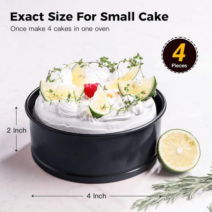 HONGBAKE Mini Cheesecake Pans - 4 Inch Nonstick Springform with 100 Pcs Parchment Liners | Leakproof Design