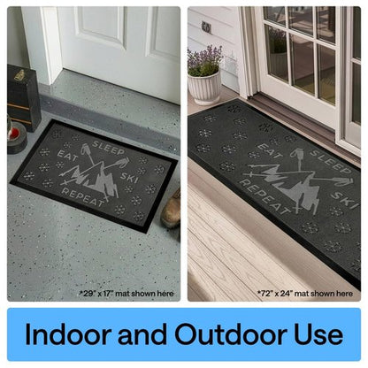 GORILLA GRIP 100% Waterproof All-Season WeatherMAX Doormat, US Designed Natural Rubber, Stain and Fade Resistant, Low Profile Indoor Outdoor Door Mats, Easy Clean Patio Mat, 29x17, Graphite Skiing