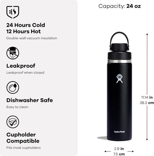 Hydro Flask Water Bottle - Insulated Stainless Steel with Wide Mouth Chug Lid | 24 Oz Surf Blue