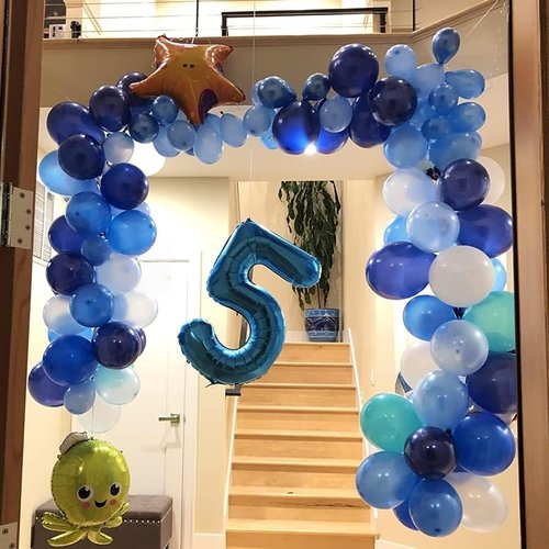 Large Blue Number 6 Balloons by [Brand Name] - Self-Inflating Foil Helium Balloons for 6th Birthday & Anniversaries