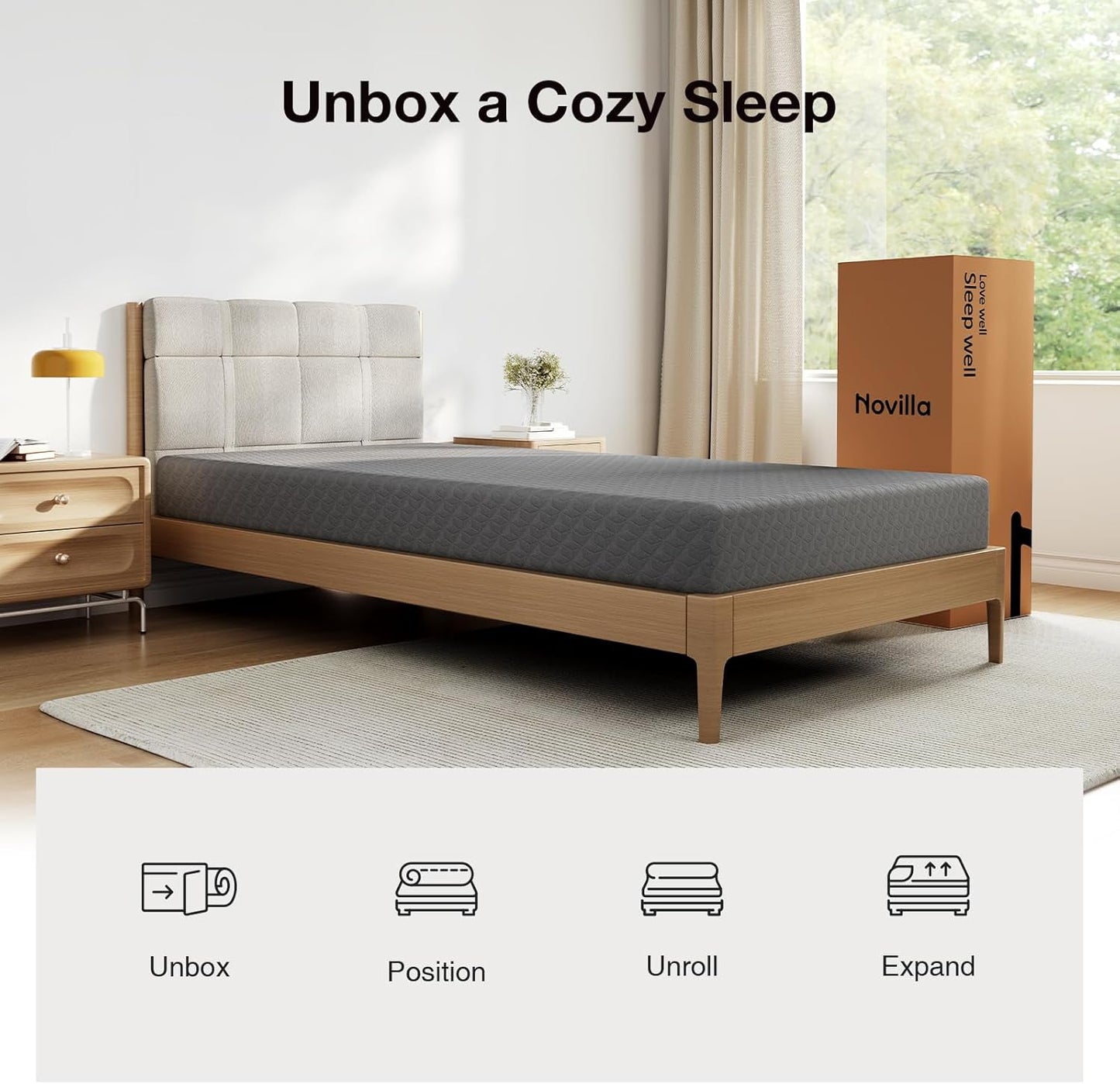 Novilla Twin Mattress - 5 Inch Gel-Infused Memory Foam for Kids | Pressure-Relieving & Cool Touch