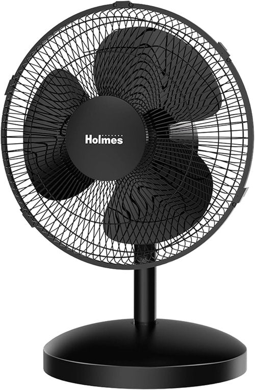 Holmes 12-Inch Oscillating Table Fan - 3 Speeds, 75° Oscillation, Adjustable Tilt | Quiet for Home & Office