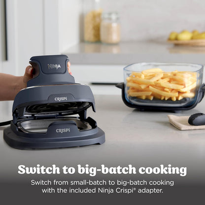 Ninja Crispi 4-in-1 Glass Air Fryer - Non-Toxic 4QT | Max Crisp, Bake, Recrisp | Cyberspace Gray