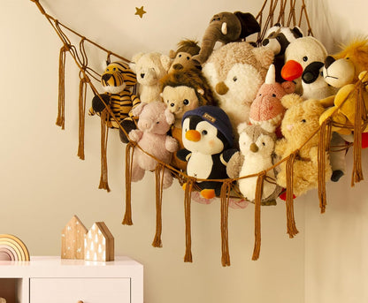 Mirolam Stuffed Animal Hammock - Large Plush Toy Storage Organizer for Bedroom & Nursery Decor - Caramel