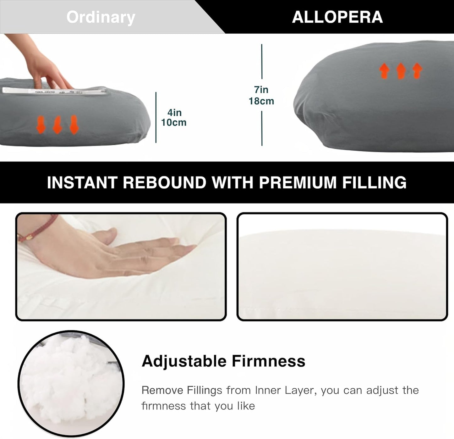 ALLOPERA Pregnancy Pillow - 57 Inch Full Body Maternity Support | Removable Washable Cover, Black Milk Fiber
