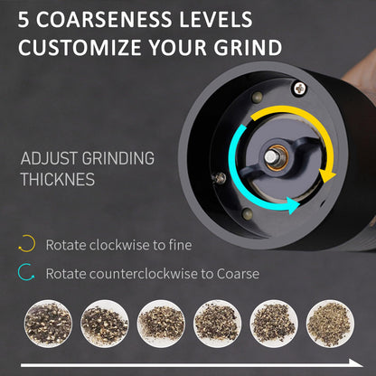 Rechargeable Electric Salt and Pepper Grinder Set with LCD Display, Adjustable Coarseness, Automatic Salt & Pepper Grinder Set for Kitchen, Aluminum Alloy Electric Pepper Mill