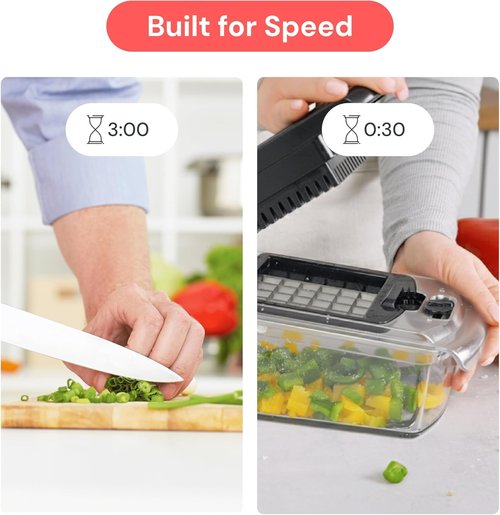 Fullstar Vegetable Chopper - 4-in-1 Food Chopper and Spiralizer with Container | Clear Kitchen Essential