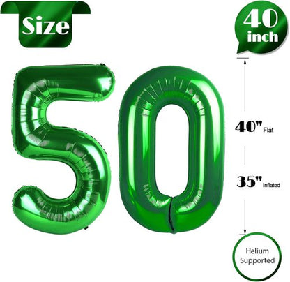 Green Number 50 Balloon - 40 Inch 50th Birthday Decorations for Men & Women | St. Patrick's Day Party Supplies