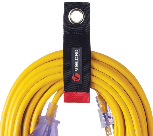 VELCRO Brand Easy Hang Extension Cord Organizer - Heavy Duty 75 lb Hold, 2 Pack, Medium 14 in, Black Straps for 25–50 ft Cords