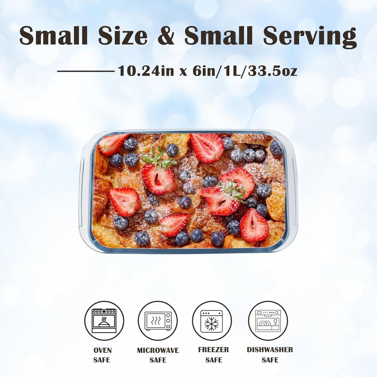 Regine Switzerland Small Glass Baking Dish - 1L Casserole Pan for Oven | 10x6 Size