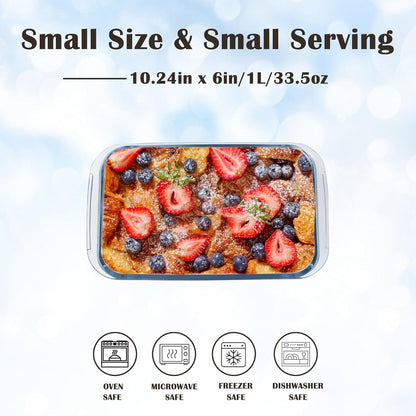 Regine Switzerland Small Glass Baking Dish - 1L Casserole Pan for Oven | 10x6 Size