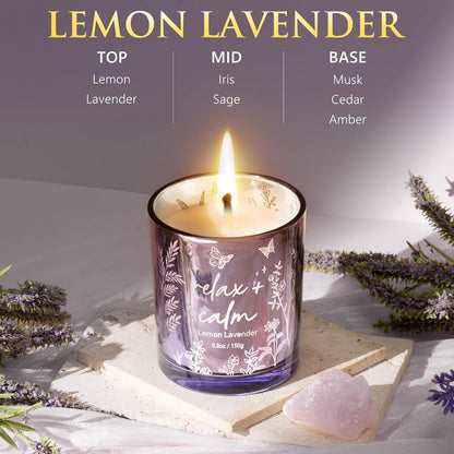 Skiennix Scented Candle Set - 3 Pack Soy Candles for Home | Perfect Gifts for Women - Vanilla Coconut, Sandalwood Rose, Lemon Lavender