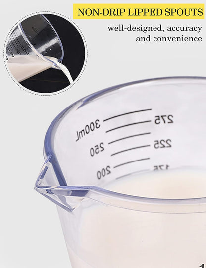 Measuring Cups Set - BPA-Free Plastic Liquid Measuring Cups with Spout | 3-Piece Clear Set