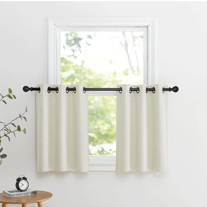 NICETOWN 30 Inch Length Curtain Valances, 2 Panels Blackout Thermal Insulating Small Half Curtain Tiers for Kitchen with Top Grommet, Window Covering for Bathroom (Natural, 34 x 30 Inch Length)