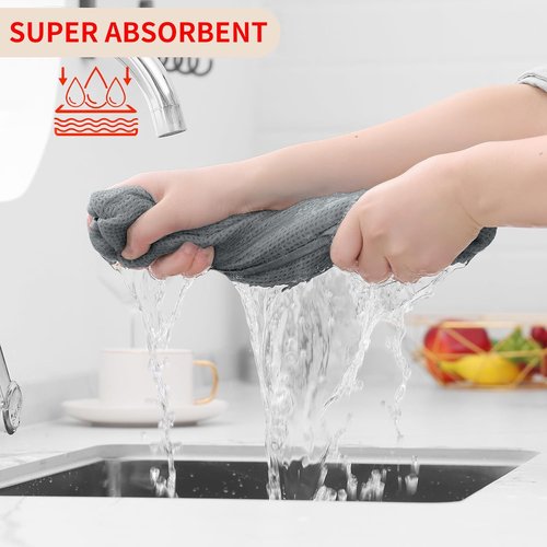 Homaxy 100% Cotton Dish Cloths - Ultra Soft, Absorbent & Quick Drying | 12-Pack, 12 x 12 Inches, Grey