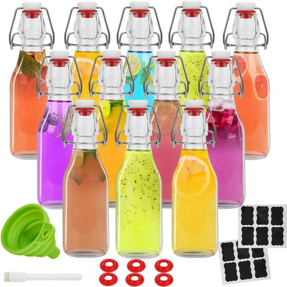 12 Pack 8.5 oz swing top glass bottles,flip top glass bottle with airtight lid for home brewing,kombucha,kefir,vanilla extract,beer,oil,vinegar,homemade juices,soda,beverages,2nd fermentation