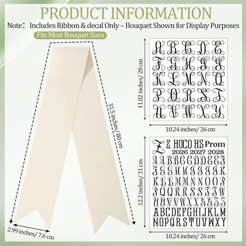 Hahafelt Custom Name Bouquet Sash - DIY Ribbon Kit for Weddings, Senior Night & Special Events