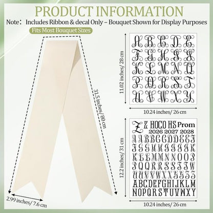 Hahafelt Custom Name Bouquet Sash - DIY Ribbon Kit for Weddings, Senior Night & Special Events