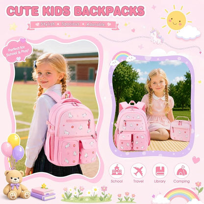 Kids' 3-Piece Backpack Set with Lunch Bag & Pencil Case - Pink Unicorn