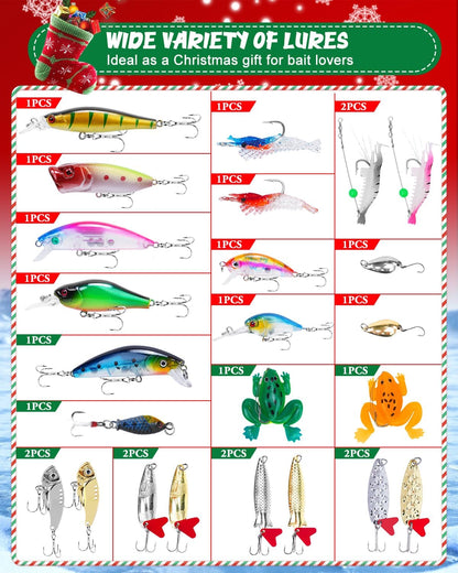 UCEC Fishing Advent Calendar 2025 - 24 Days of Fishing Gifts for Men & Teens | Countdown to Christmas