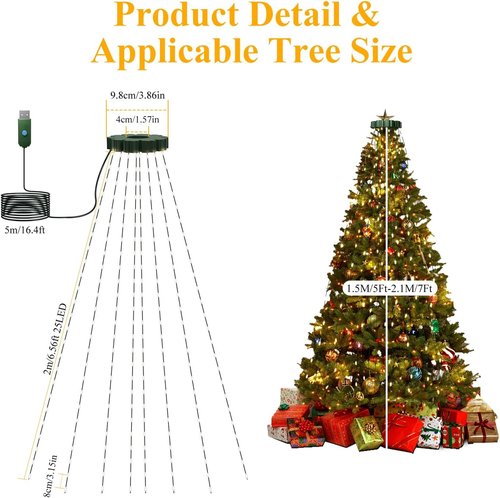 Btfarm Christmas Tree Lights - 400 LED Remote Fairy Lights | 6.6FT Waterproof, Dimmable, 8 Modes for Indoor/Outdoor Decor