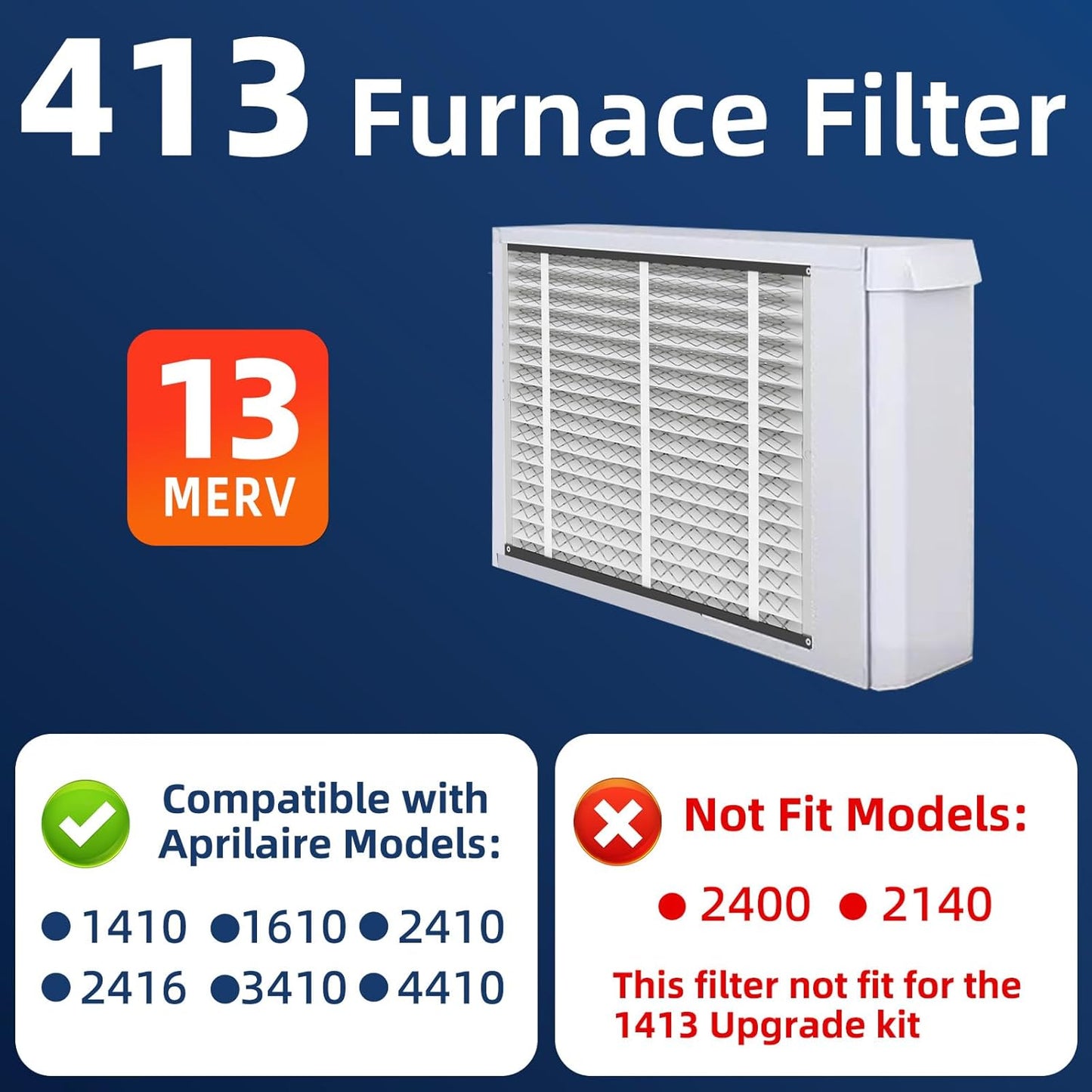 AprilAire 413 Replacement Air Filter - MERV 13, 16"x28"x4" | Compatible with Multiple Models