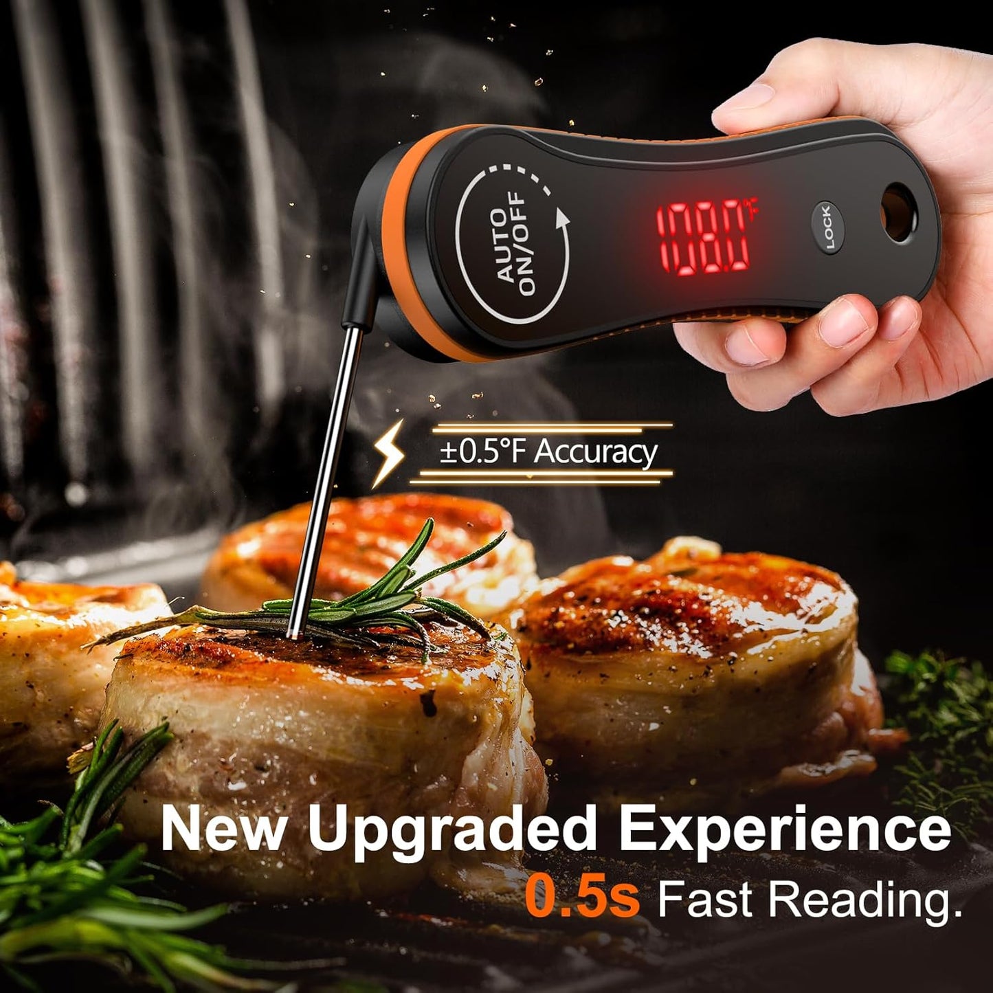 Skiennix Digital Meat Thermometer - Instant Read in 0.5 Seconds | ±0.5°F Accuracy, Waterproof Design