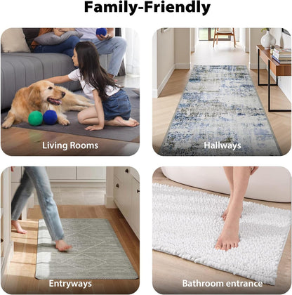 PHIXBEAR Rug Tape - 16 Pcs Reusable & Washable Anti-Slip Pads for Hardwood Floors | Residue-Free, Keeps Rugs Flat
