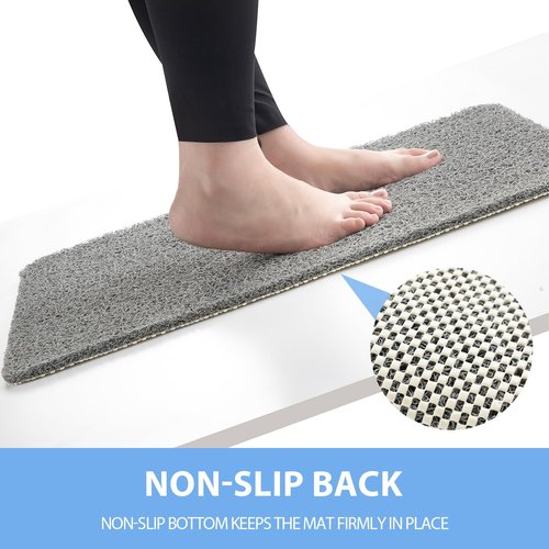 Hargiis Non-Slip Bathtub Mat, 2 Pack Anti Slip Shower Mat, Fast Drying Bathtub Mats, Foot Scrubber Mat, Anti Slip Mat for Tub, Floor, Bathroom, Kitchen, Home, Hotel (Grey 24"×16"+24"×16")