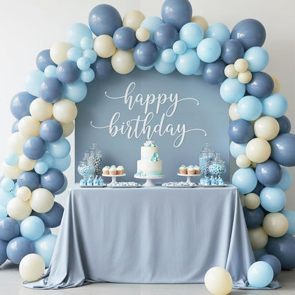 RUBFAC Dusty Blue Balloons - 129-Piece Latex Balloon Garland Kit | Boho Neutral Decor for Weddings & Parties