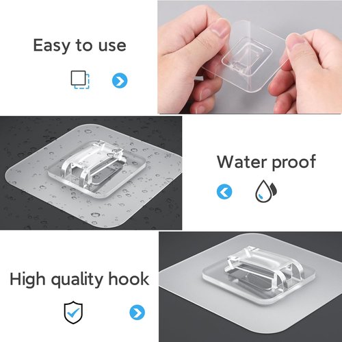 Lsnisni Shower Caddy Adhesive Strips - Waterproof Replacement for Bathroom & Kitchen | 20 Pack, Clear