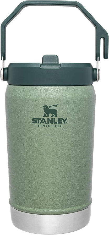 Stanley IceFlow Stainless Steel Water Jug - Vacuum Insulated Tumbler with Straw, 40 OZ | Hammertone Green